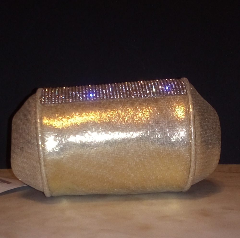 Small Gold & Rhinestone "After 5" Evening Handbag - Picture 8 of 8